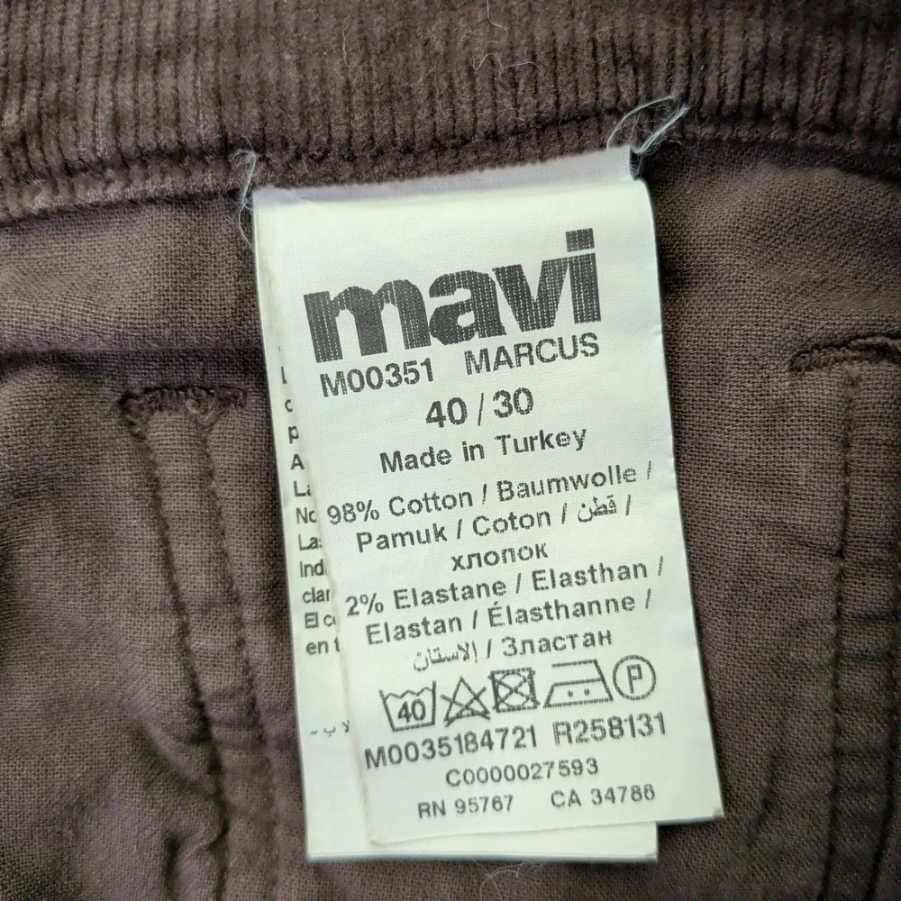 Mavi Marcus Slim Straight Leg Corduroy Pants Mens 40/30 Dark Brown‎ Stretch - Picture 4 of 10